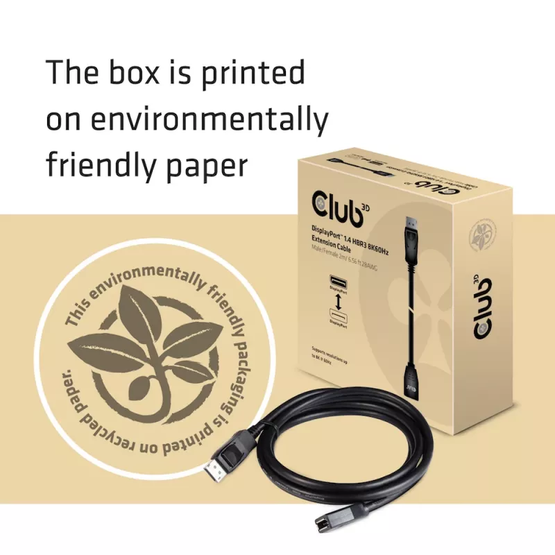 CLUB3D DisplayPort 1.4 HBR3 predlžovací kábel 8K60Hz M/F 2m