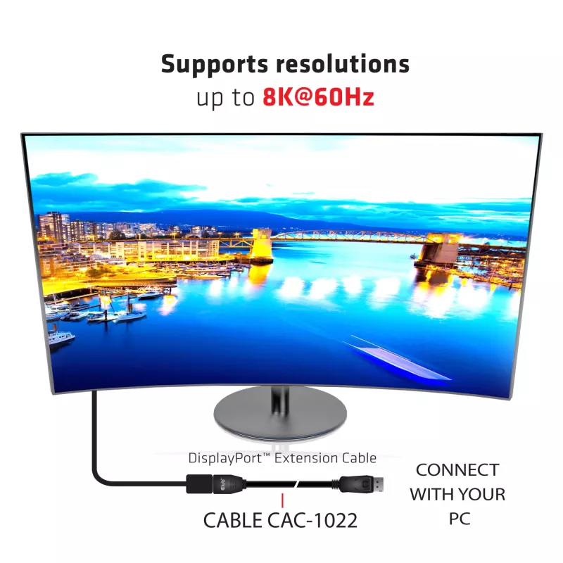 CLUB3D DisplayPort 1.4 HBR3 predlžovací kábel 8K60Hz M/F 2m