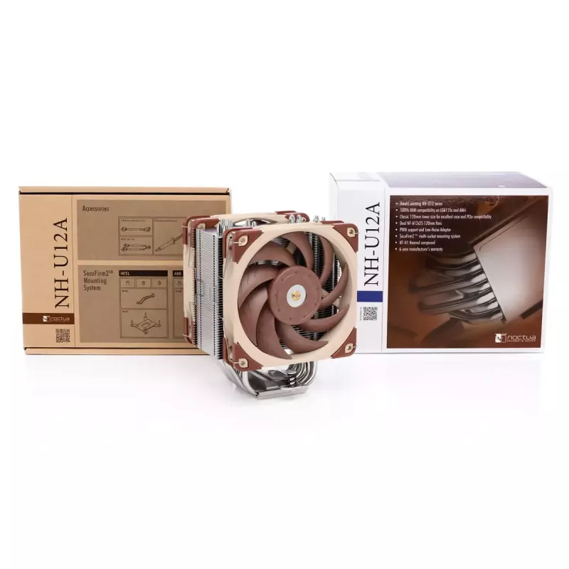 CPU chladič Noctua NH-U12A 120 mm, dvojitý ventilátor, medené dno, hliníkový chladič, PWM, pre viacero Intel/AMD socketov