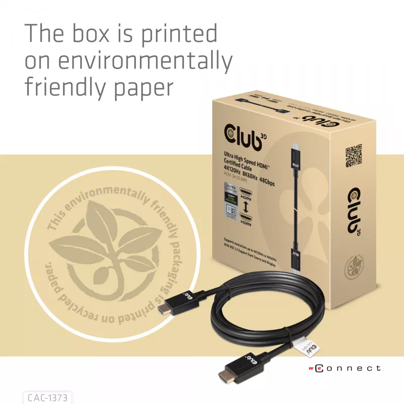 CLUB3D Ultra-High-Speed-HDMI 4K120Hz, 8K60Hz kábel 48Gbps M/M 3 m/ 9.84ft