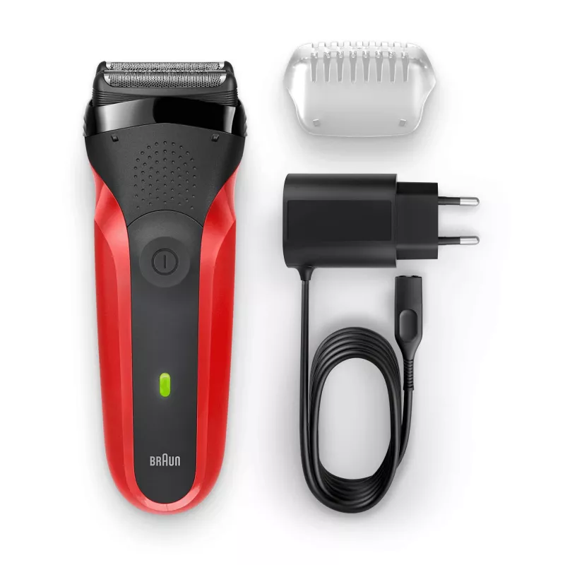 Braun Series 3 300s fóliový holiaci strojček zastrihávač čierna, červená