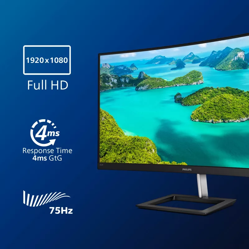 Philips E Line 322E1C/00 počítačový monitor 80 cm (31,5 palca) 1920 x 1080 pixelov Full HD LCD čierny