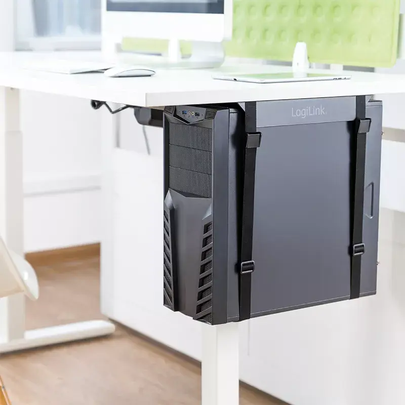 Držiak CPU LOGILINK EO0009 — nastaviteľný oceľový stojan na stolný počítač, čierny, RoHS
