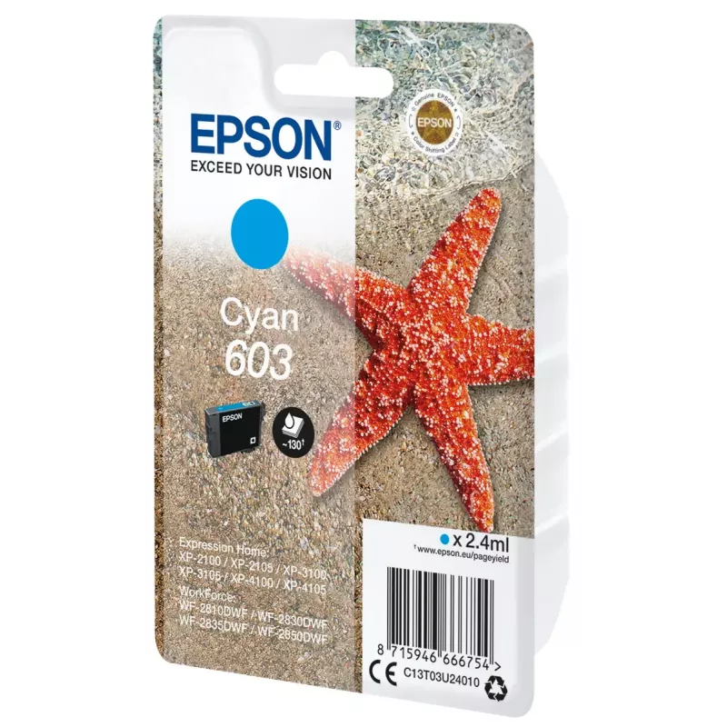 Epson C13T03U24010 atramentová kazeta 1 ks originálna štandardná výdrž azúrová