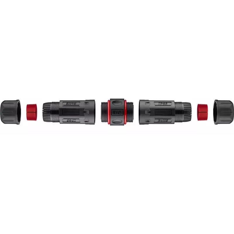 Goobay 79566 vonkajšia spojka RJ45, CAT 6 STP, IP68, 2x zásuvka RJ45, 12 cm, čierna