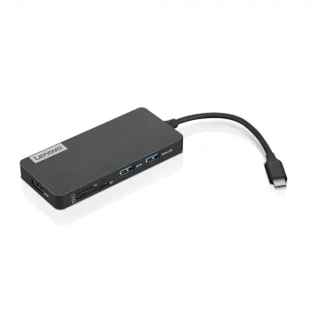 Lenovo GX90T77924 dokovacia stanica — USB-C hub s HDMI 1.4, 2×USB-A 3.2 Gen1, USB‑2.0, čítačka microSD kariet, sivá