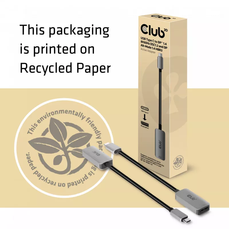 CLUB3D USB Type C na DisplayPort 1.4 8K60Hz HBR3 aktívny adaptér