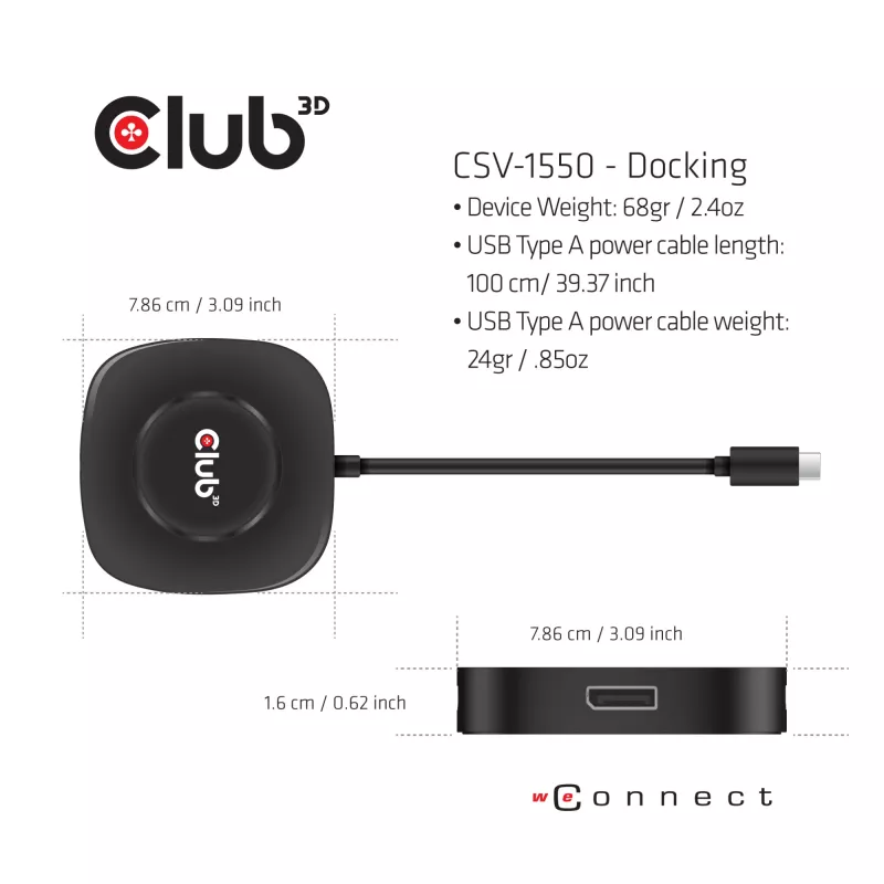 CLUB3D USB Type C 3.2 Gen 1 Multi Stream Transport (MST) hub DisplayPort 1.4 trojmonitorový
