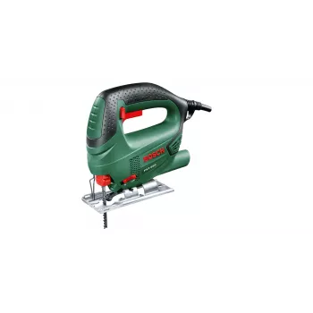 Priamočiara píla Bosch PST 650 — 500 W, 300 W výstupný výkon, 65 mm hĺbka rezu v dreve, 4 mm v oceli, horná rukoväť, výmena pílového listu bez nástroja