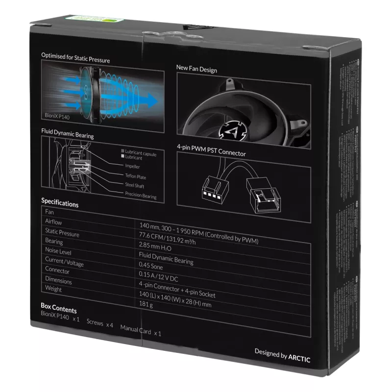 ARCTIC BioniX P140 (sivá) – tlakovo optimalizovaný 140-mm herný ventilátor s PWM PST