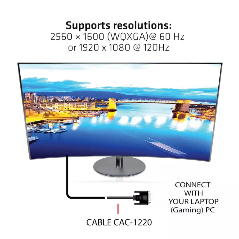 Club 3D CAC-1220 DVI-D Dual Link (24+1) kábel M/M, obojsmerný, 28AWG, pozlátené kontakty, 10 m (32,8 ft), čierny