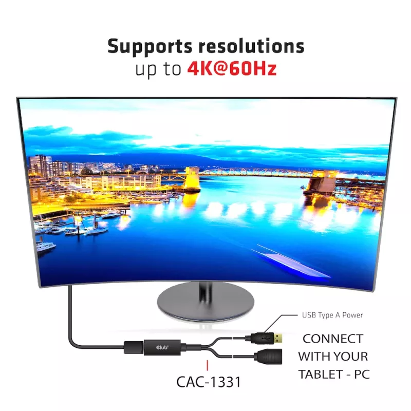 CLUB3D CAC-1331 video kábel adaptér 0,25 m HDMI DisplayPort čierny