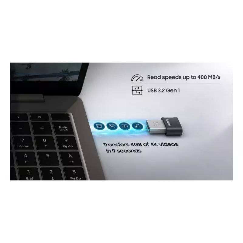 Samsung MUF-256AB USB kľúč 256 GB USB Type-A 3.2 Gen 1 (3.1 Gen 1) sivý, strieborný