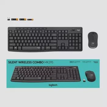 Logitech MK295 Silent Wireless Combo klávesnica RF Wireless QWERTY US International čierna