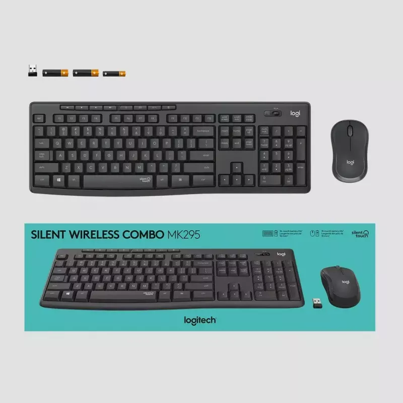 Logitech MK295 Silent Wireless Combo klávesnica RF Wireless QWERTY US International čierna