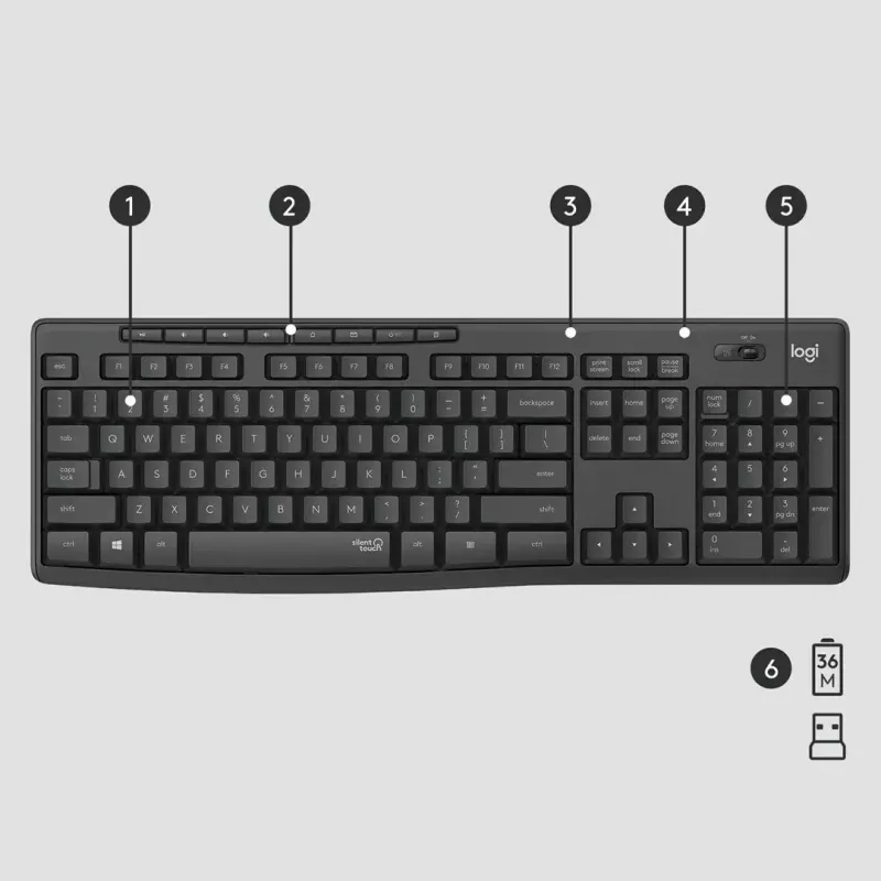 Logitech MK295 Silent Wireless Combo klávesnica RF Wireless QWERTY US International čierna