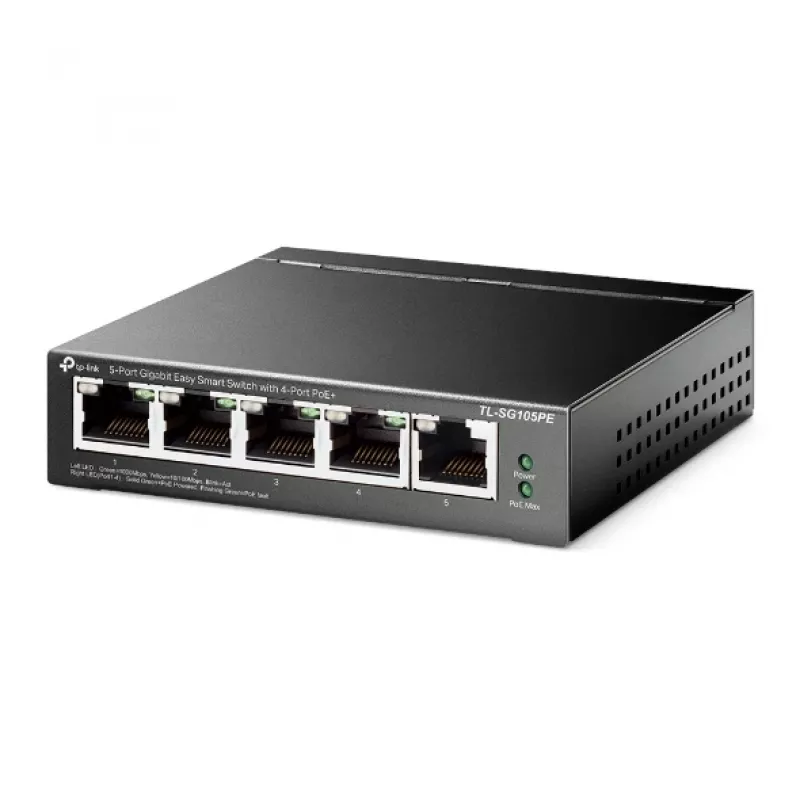 TP-Link 5-portový Gigabit Easy Smart PoE switch so 4-portovým PoE+