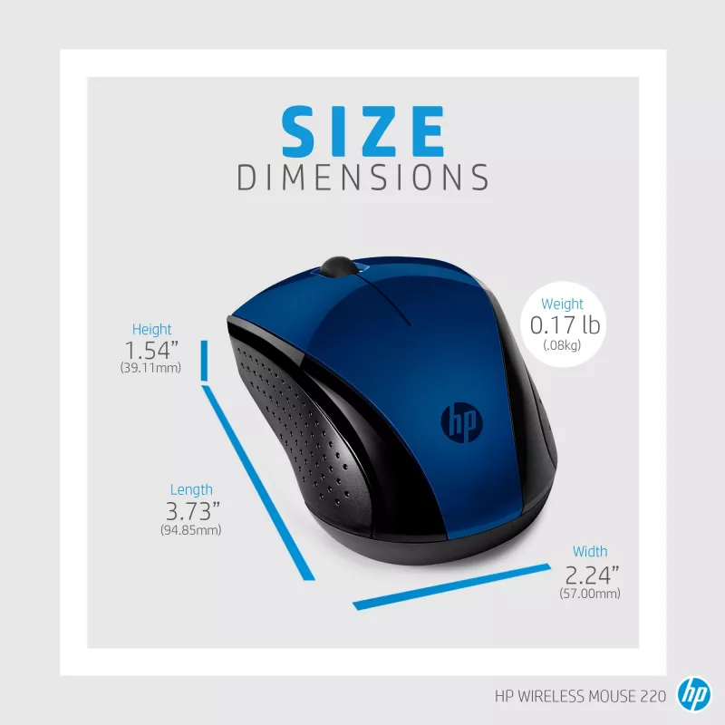 HP bezdrôtová myš 220 (Lumiere Blue), obojručná, RF Wireless, modrá