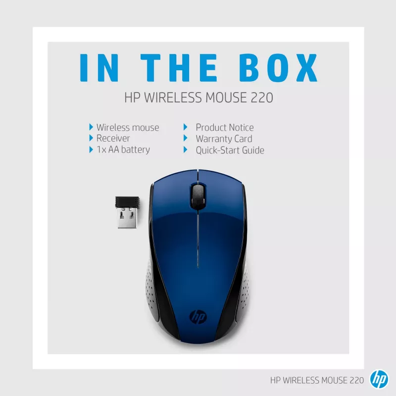 HP bezdrôtová myš 220 (Lumiere Blue), obojručná, RF Wireless, modrá