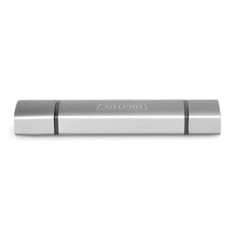 DIGITUS Combo Card Reader Hub (USB-C+USB 3.0) 1x SD, 1x MicroSD, 1x USB 3.0, sivý