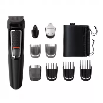 Multigroomer zastrihávač Philips MULTIGROOM Series 3000 9-in-1 MG3740/15 — NiMH batéria, 60 min. výdrž, nože z nehrdzavejúcej ocele, 9 nadstavcov, čierny