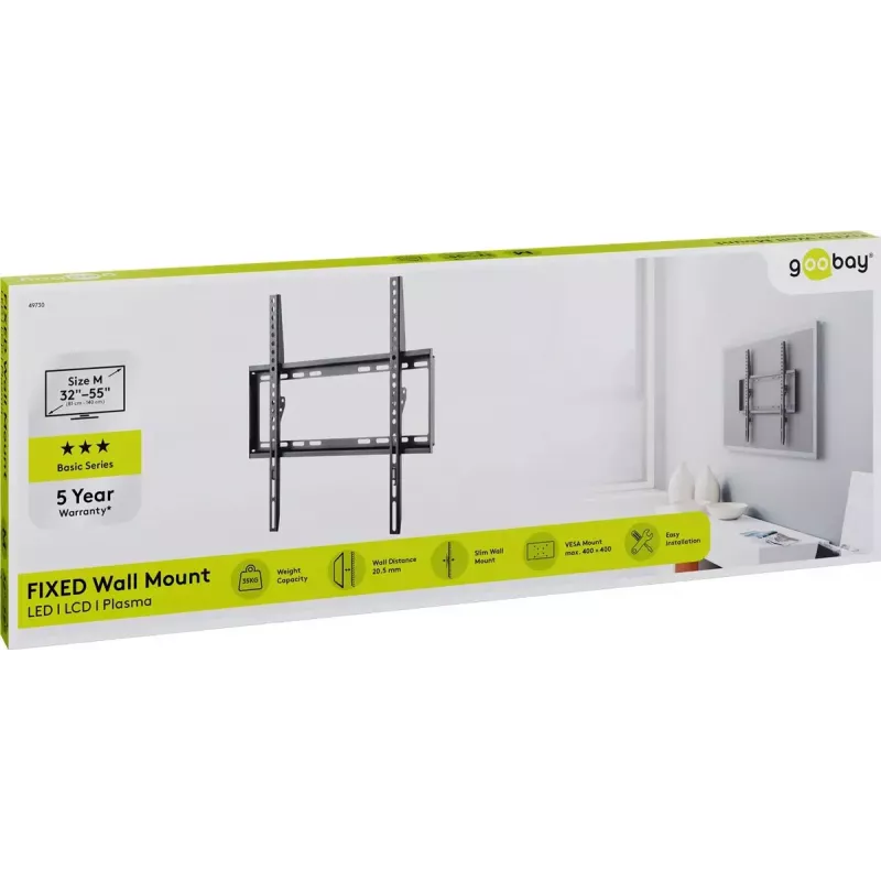 Goobay TV držiak na stenu Basic FIXED (M) 35 kg 32-55 palcov VESA 200-400 mm