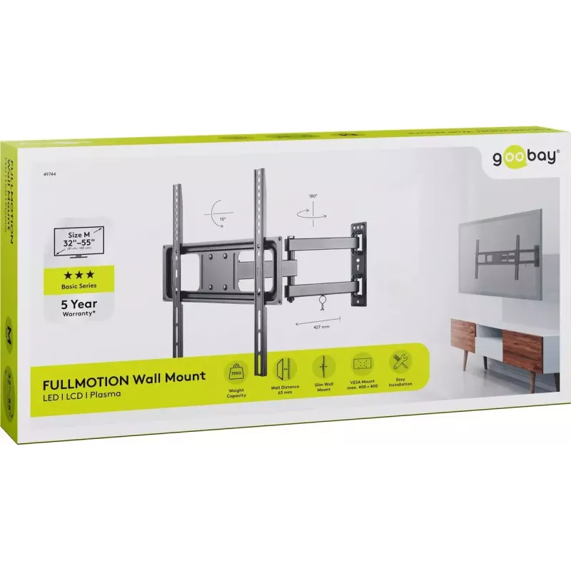 Goobay TV držiak na stenu Basic FULLMOTION M 35 kg 32-55 palcov