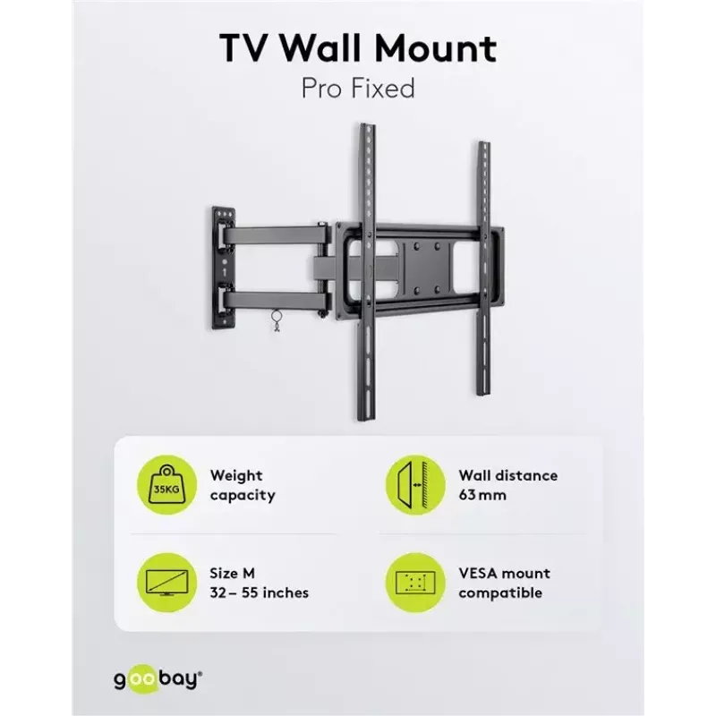 Goobay TV držiak na stenu Basic FULLMOTION M 35 kg 32-55 palcov