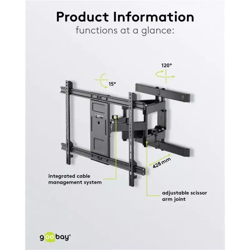 Goobay TV držiak na stenu Pro FULLMOTION (L) 60 kg 37–70 palcov