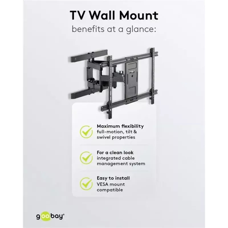 Goobay TV držiak na stenu Pro FULLMOTION (L) 60 kg 37–70 palcov