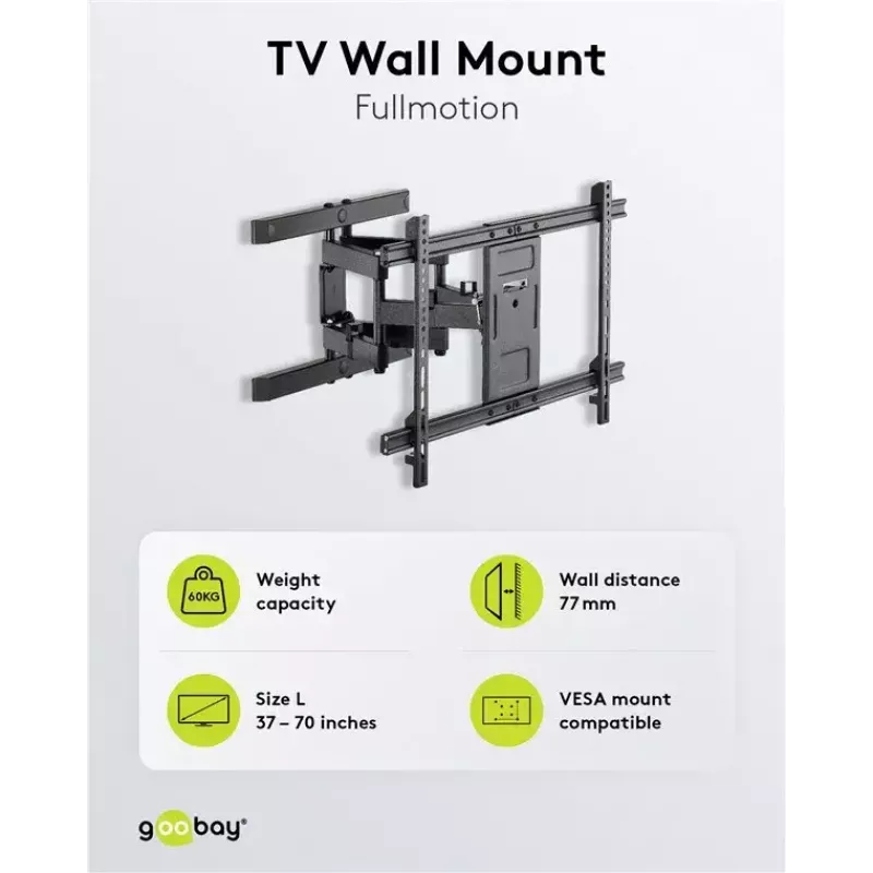 Goobay TV držiak na stenu Pro FULLMOTION (L) 60 kg 37–70 palcov