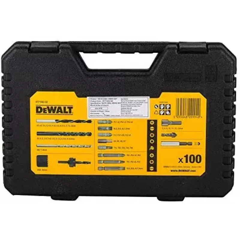 DeWALT DT71563 súprava skrutkovacích hrotov, vrtákov a vykrajovačov otvorov, 100 kusov