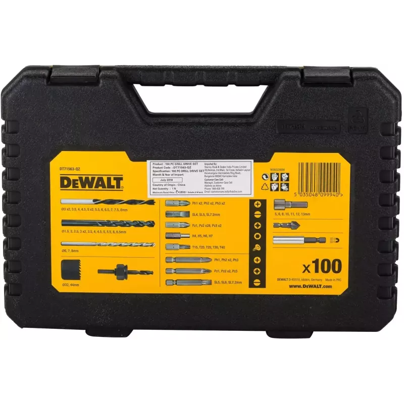 DeWALT DT71563 súprava skrutkovacích hrotov, vrtákov a vykrajovačov otvorov, 100 kusov