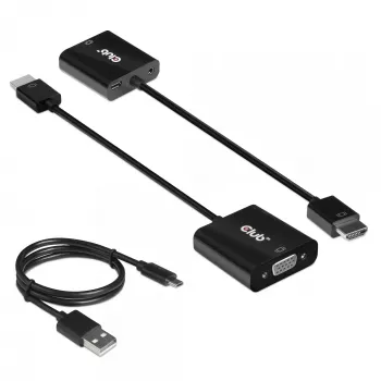 CLUB3D CAC-1302 video káblový adaptér 0,5 m HDMI Type A (štandard) VGA (D-Sub) čierny