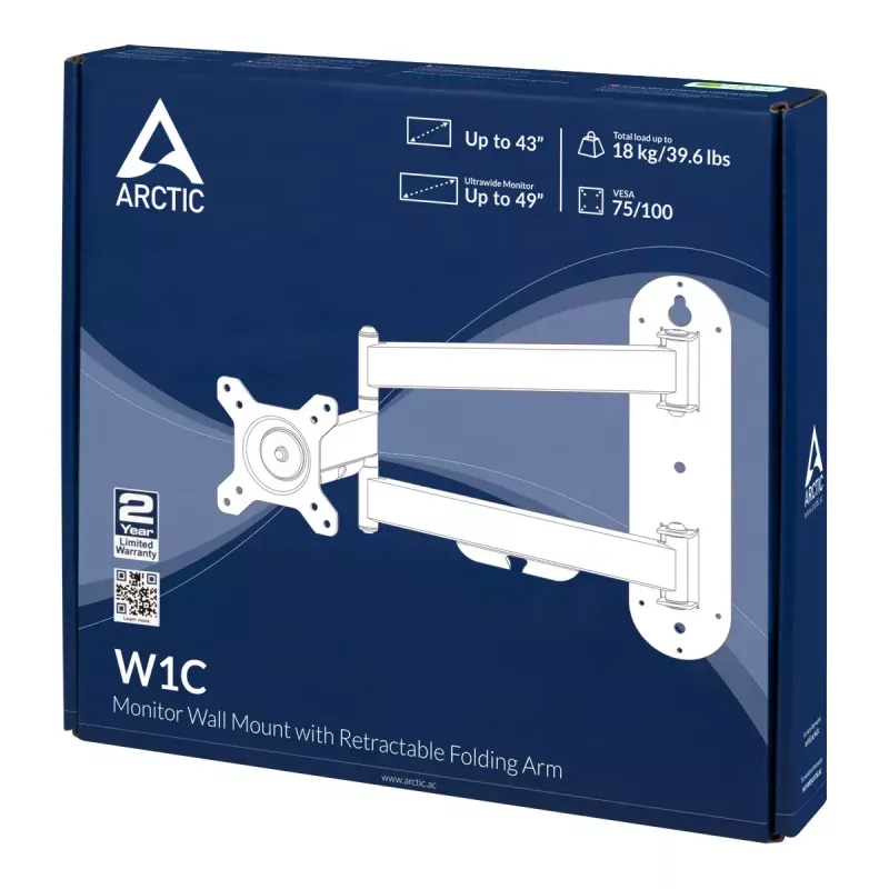ARCTIC W1C - nástenný držiak s výsuvným sklopným ramenom