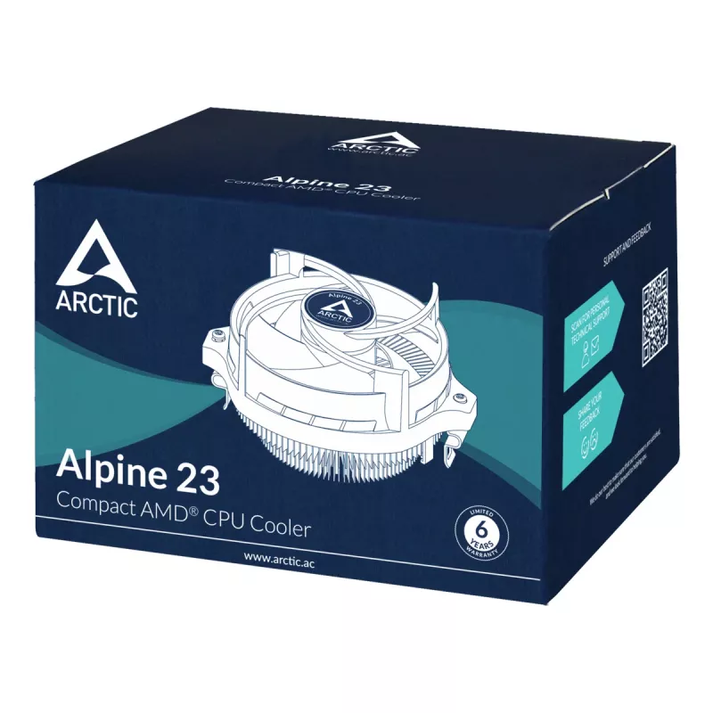 ARCTIC Alpine 23 - kompaktný AMD CPU chladič Procesorový vzduchový chladič 9 cm hliník, čierna 1 ks