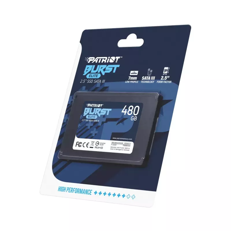 2,5 inch SATA SSD PATRIOT Burst Elite 480 GB — 450 MB/s čítanie, 320 MB/s zápis, 2,5 inch SATA III, 7 mm