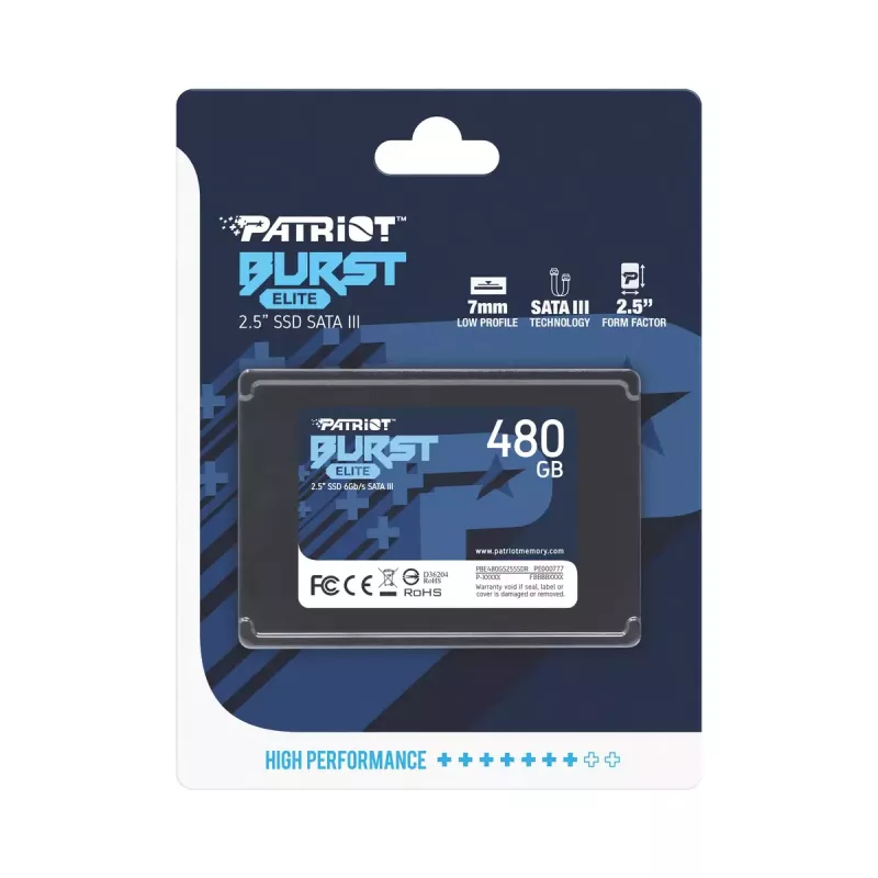 2,5 inch SATA SSD PATRIOT Burst Elite 480 GB — 450 MB/s čítanie, 320 MB/s zápis, 2,5 inch SATA III, 7 mm