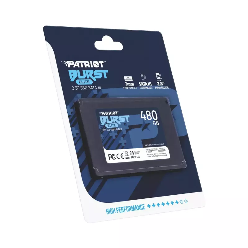 2,5 inch SATA SSD PATRIOT Burst Elite 480 GB — 450 MB/s čítanie, 320 MB/s zápis, 2,5 inch SATA III, 7 mm