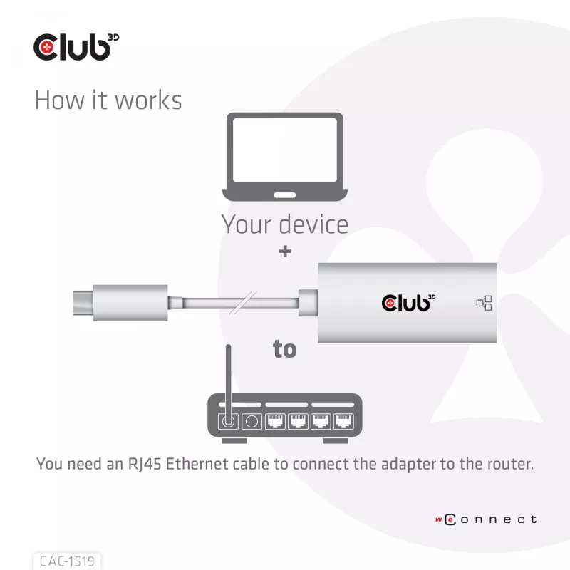 USB3.2 Gen1 Type-C na Gigabit Ethernet adaptér CLUB3D CAC-1519