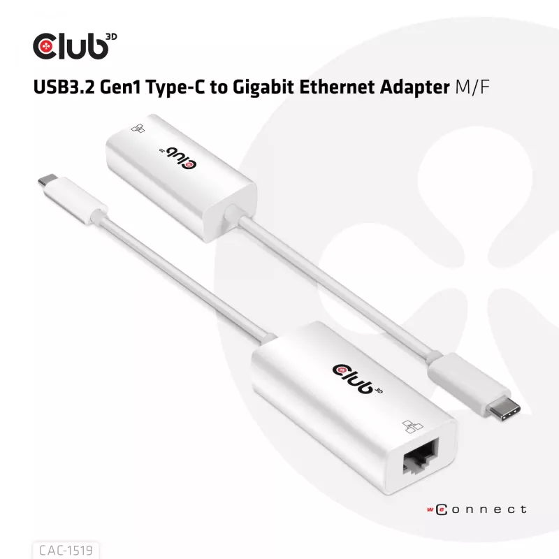 USB3.2 Gen1 Type-C na Gigabit Ethernet adaptér CLUB3D CAC-1519