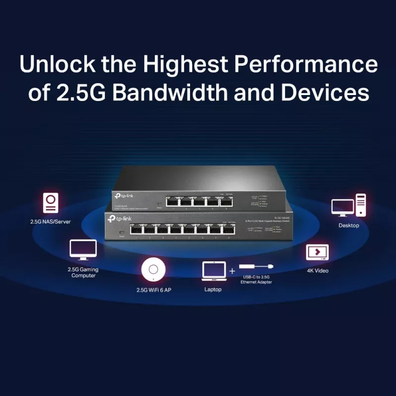 Neupravovateľný switch TP-Link TL-SG105-M2 5-portový 2.5G stolný switch