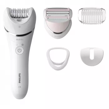 Epilátor Philips BRE710/00, bezdrôtový mokrý a suchý epilátor, 32 diskov, 40 min. výdrž, 2 rýchlosti, biela