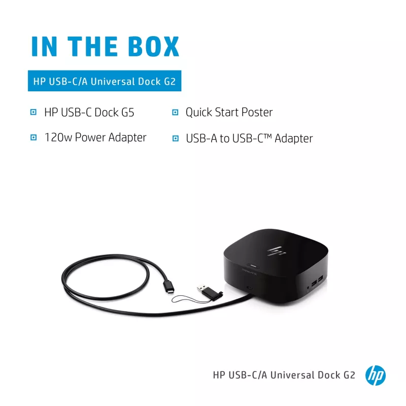 HP USB-C Dock G5, káblový, USB 3.2 Gen 1 (3.1 Gen 1) Type-C, čierna, čierna, Čína, domáce