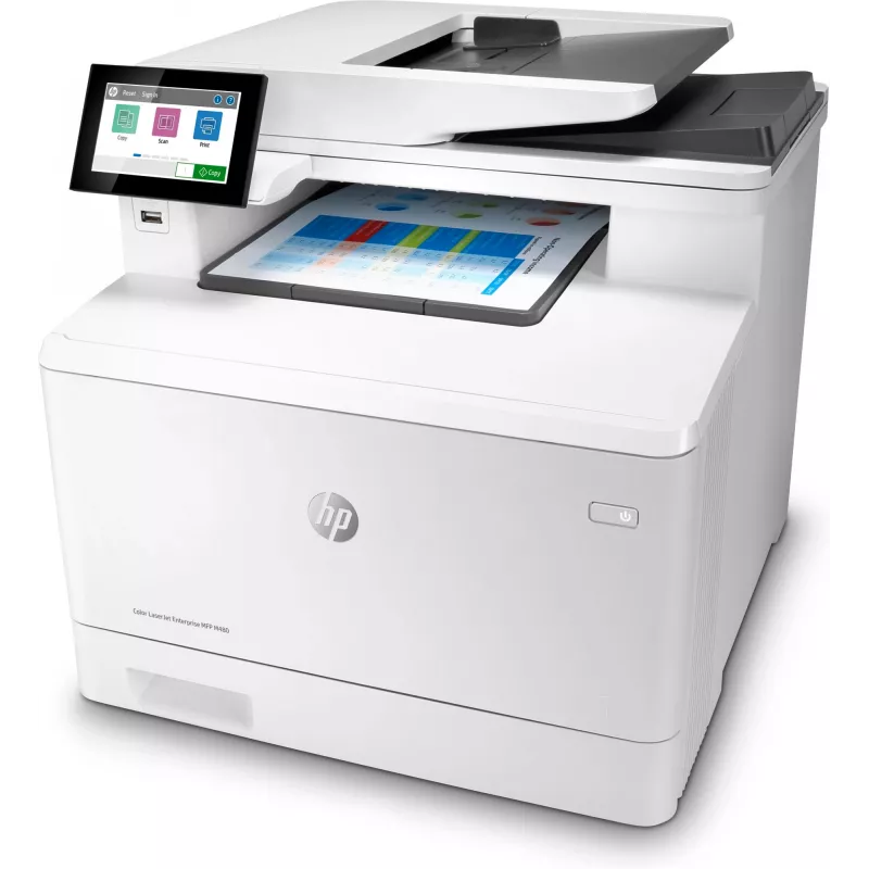 HP farebná LaserJet Enterprise MFP M480f, laser, farebná tlač, 600 x 600 DPI, A4, priama tlač, biela, čierna