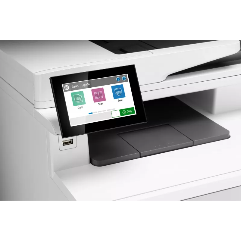 HP farebná LaserJet Enterprise MFP M480f, laser, farebná tlač, 600 x 600 DPI, A4, priama tlač, biela, čierna
