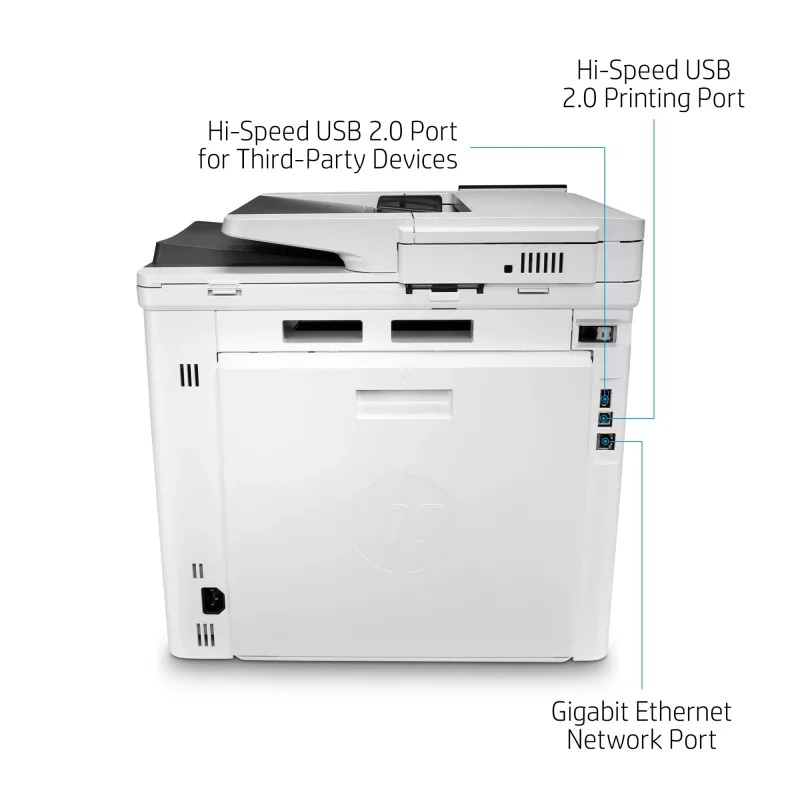 HP farebná LaserJet Enterprise MFP M480f, laser, farebná tlač, 600 x 600 DPI, A4, priama tlač, biela, čierna