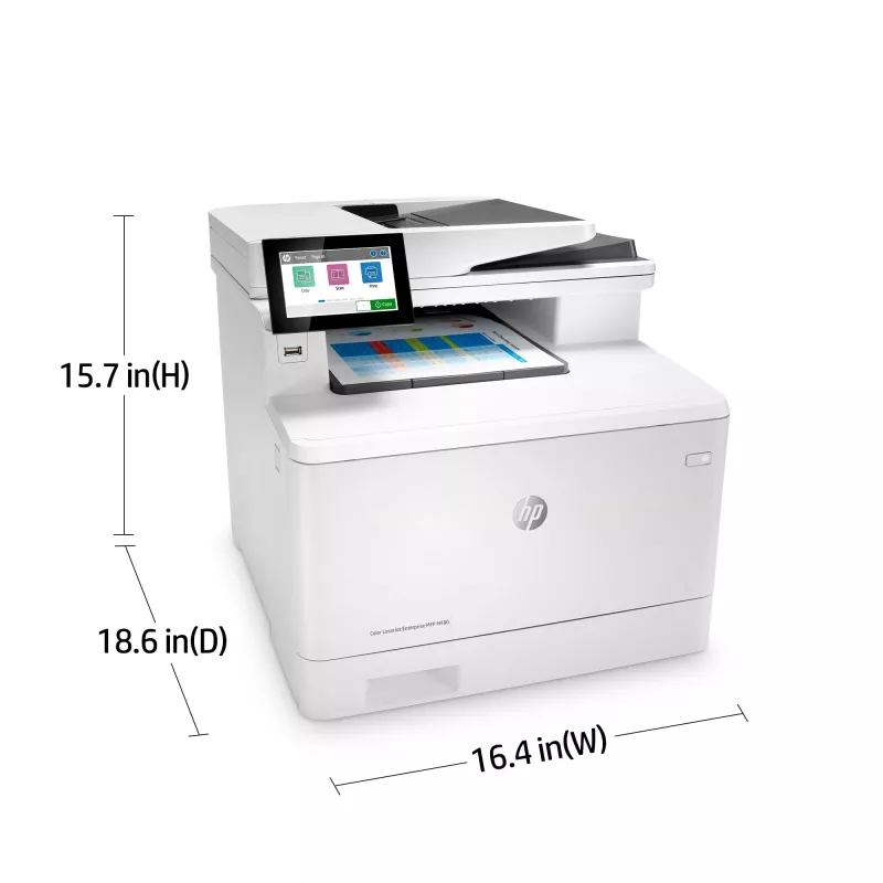 HP farebná LaserJet Enterprise MFP M480f, laser, farebná tlač, 600 x 600 DPI, A4, priama tlač, biela, čierna