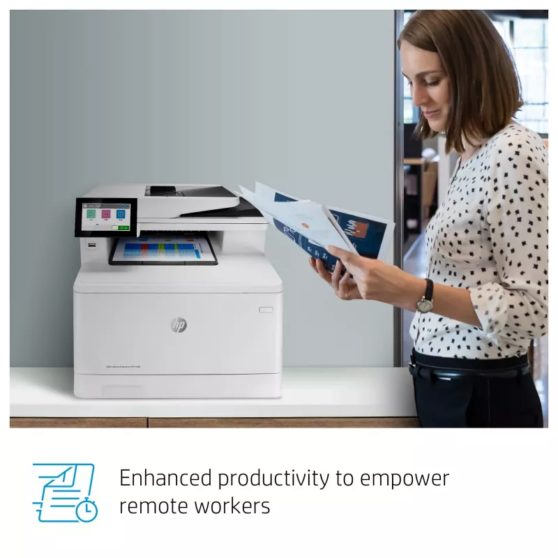 HP farebná LaserJet Enterprise MFP M480f, laser, farebná tlač, 600 x 600 DPI, A4, priama tlač, biela, čierna