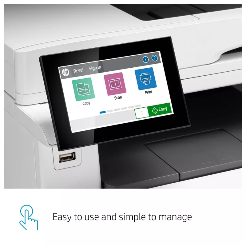 HP farebná LaserJet Enterprise MFP M480f, laser, farebná tlač, 600 x 600 DPI, A4, priama tlač, biela, čierna
